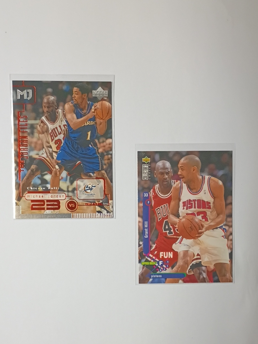 Michael Jordan vs Grant Hill Basketball Trading Cards - White Background